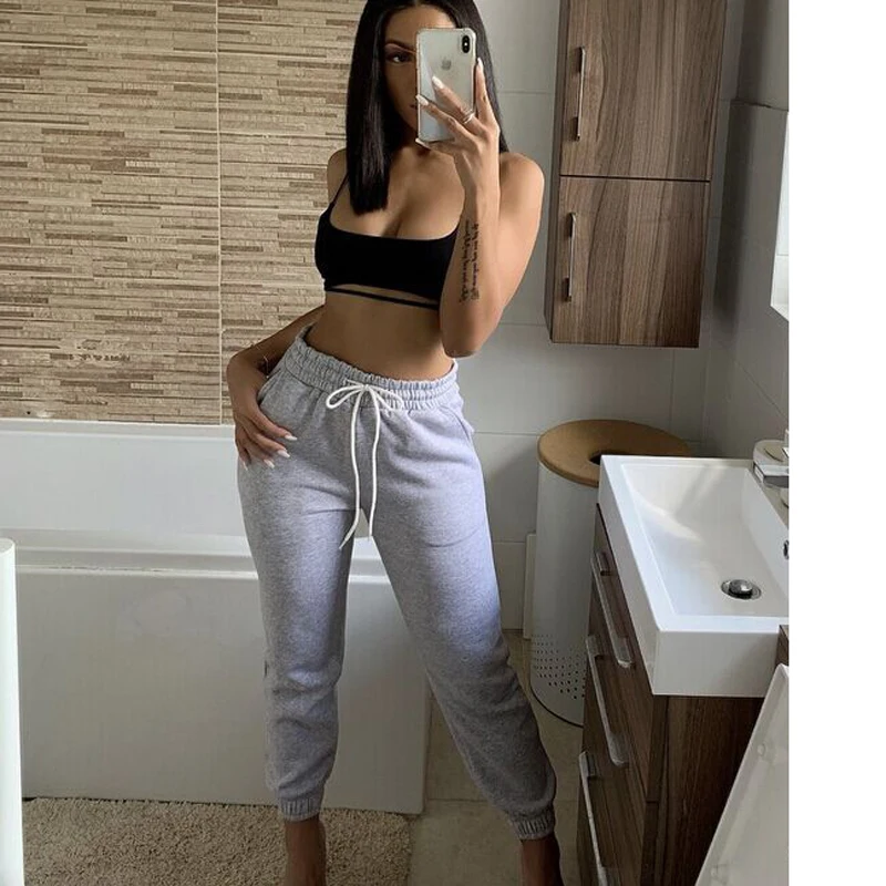 Брюки спортивные женские узкие эластичные штаны для фитнеса и бега с завышенной