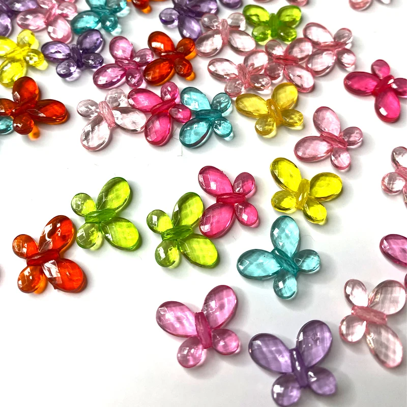 Прозрачные акриловые бусины бабочки карамельных цветов 50 шт. пластиковые в виде