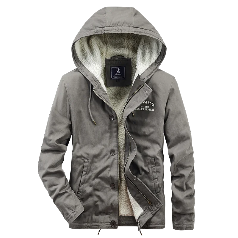 Мужская Флисовая Куртка с капюшоном и мехом размеры до 4XL|Мужские куртки| |