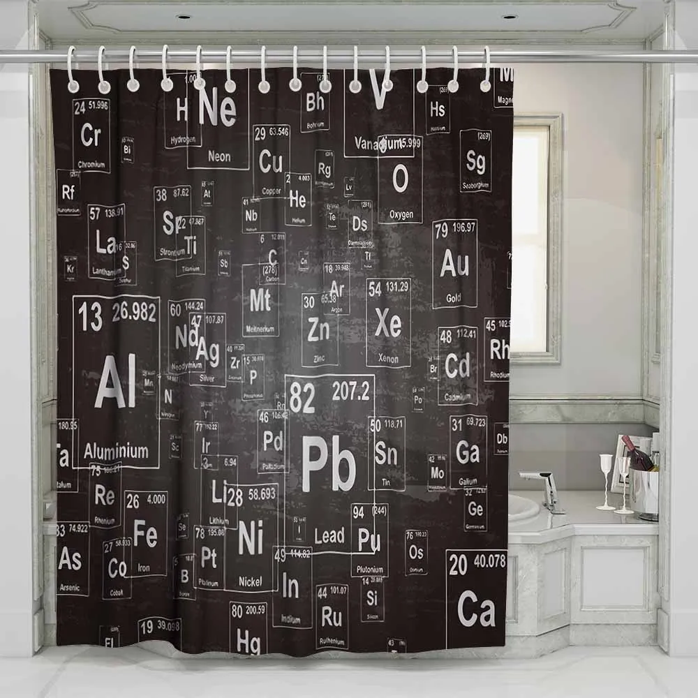 

Custom Periodic Table Washable Bath Curtains 180x180cm Waterproof Decor Shower Curtains with Hooks for Home Hotel Dorm