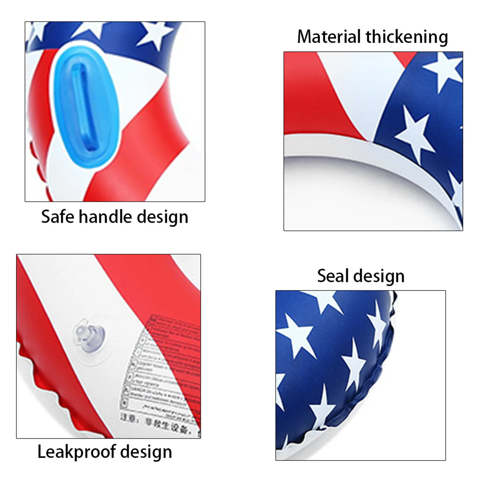 

Children's summer inflatable swimming ring lake tube float American flag swimming ring lake beach raft float tube ring #W