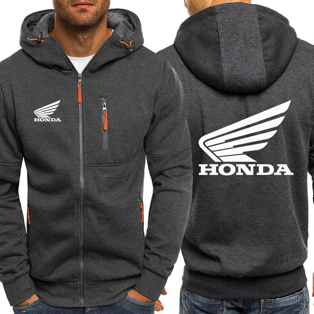 Мужская толстовка с капюшоном и принтом Honda теплая куртка на молнии Повседневная