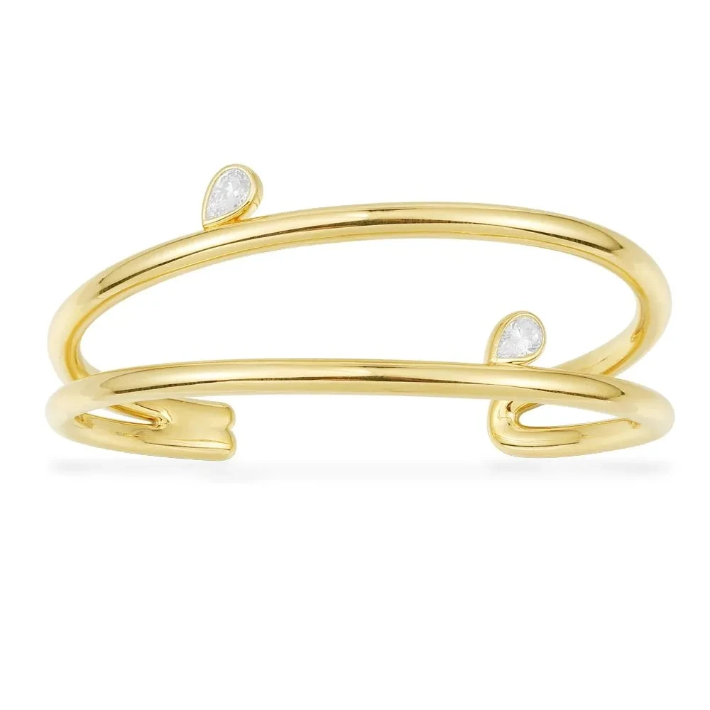 

Fashion Charm SterlingCopy 1:1 Copy, Yellow Silver Bangle Double Layer Open Cuff Bracelet Women Jewelry Gift