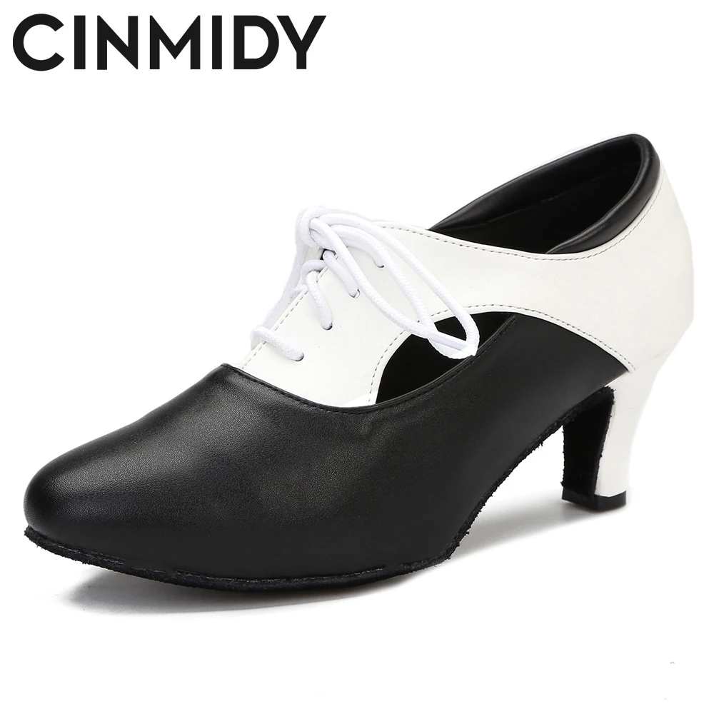 

CINMIDY Latin Dance Shoes for Girls Rubber Sole Modern Ballroom Dance Heels Tango Waltz Dancing Shoes For Women Leather Shoes