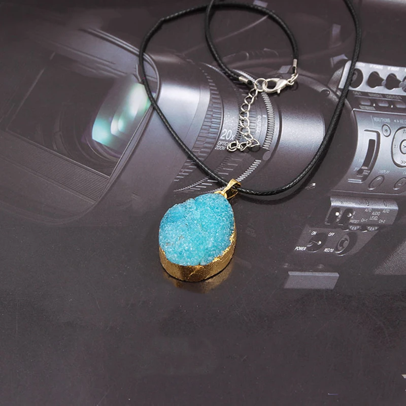 Красочное ожерелье Drusy с друзой модные Асимметричные подвески из натурального