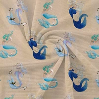 cartoon cute mermaid print bullet strech cotton fabric for diy home tex bags handmade materials 50145cm