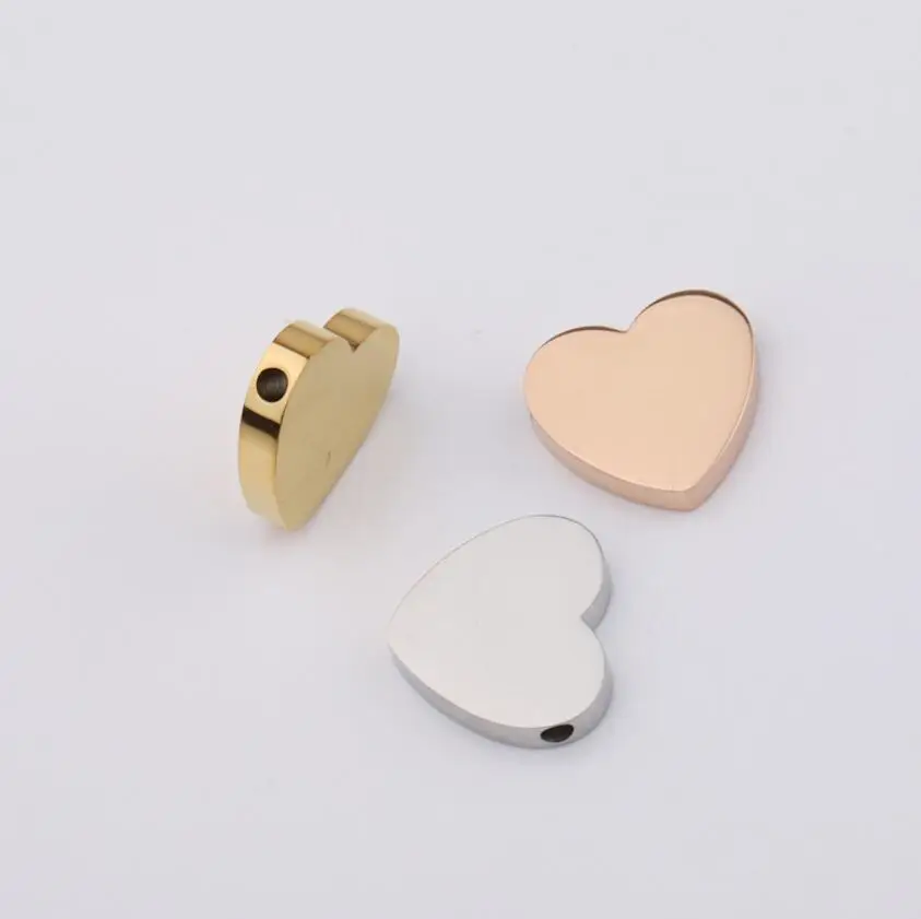 

1.7mm 14x14.5mm Hole Beads Stainless Steel Heart Bead DIY Necklace Bracelet Charms