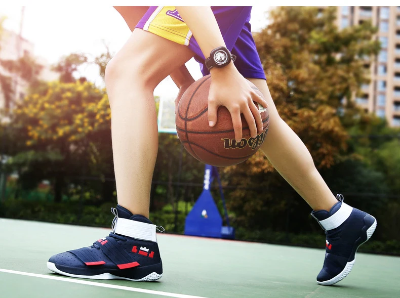 Баскетбольная обувь на липучке, высокие дышащие кроссовки, zapatillas hombre Deportiva, Мужская износостойкая Нескользящая Баскетбольная обувь