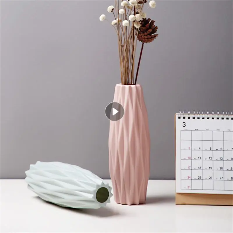

Plastic Figurines Anti-ceramic Vases Imitation Rattan Flower Vase European Wedding Home Modern Decorations Desk Accessories