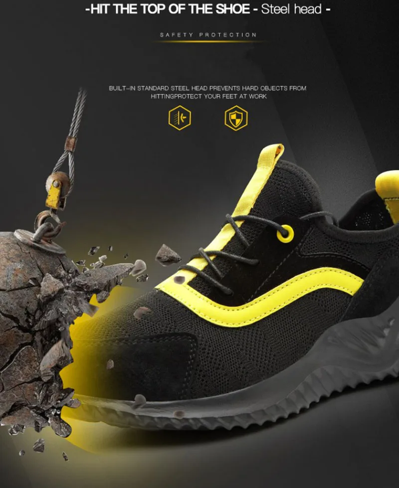 New Indestructible Men's Steel Toe Safety Boots Breathable Anti-smashing Puncture-Proof Work Shoes Welder Safety Boot Sneakers