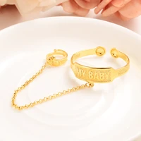 dubai gold stamp baby small girl boy bangle child bracelet with ring for kids african children baby jewelry arab party gifts