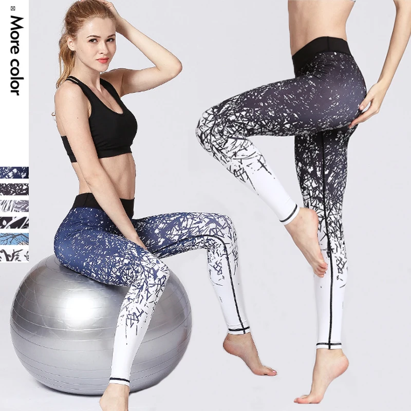 

Printed Sports Yoga Pants Women Push Up Leggings Gym Fitness Running High Waist Leggings Squat Proof Energy Workout Tights