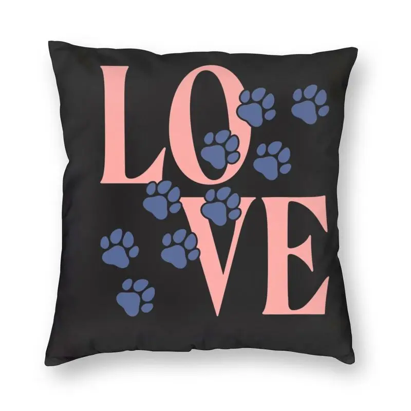 

Love Dog Paw Graphic Square Pillow Case Home Decor Pet Gift Cushion Cover Throw Pillow for Sofa Double-sided Printing