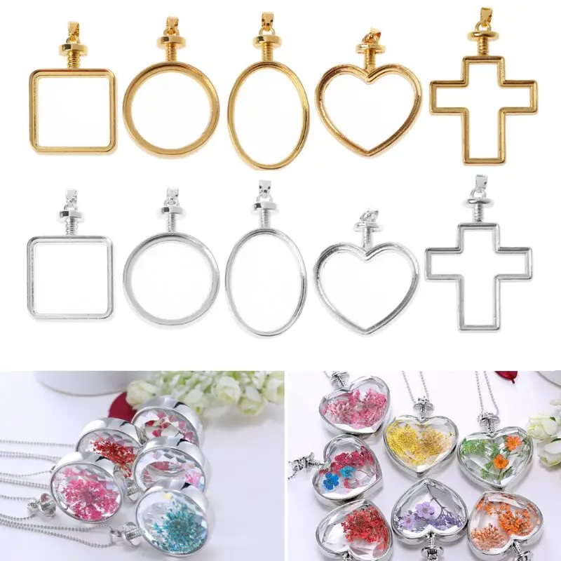 Подвеска из прессованных цветов металлическая рамка для самостоятельной сборки