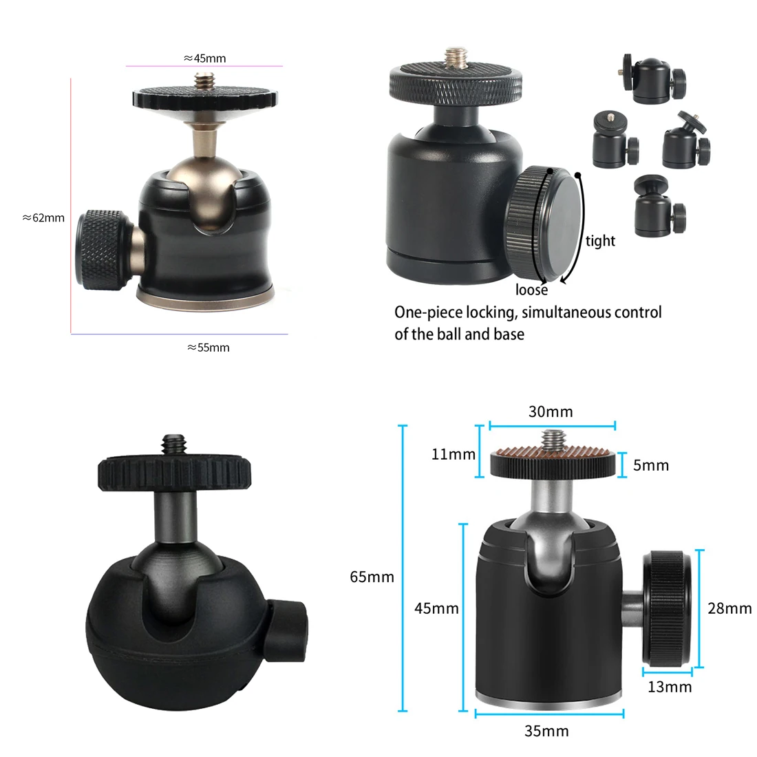 Мини-штатив с шаровой головкой 1/4 дюйма Шарнирная подставка для видеокамеры