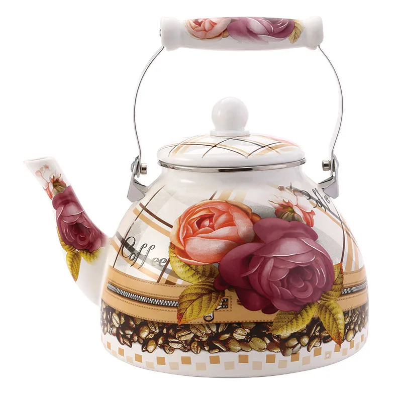 Эмалированный чайник большой емкости 4л прочный эмалированный заварочный