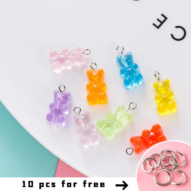 20 шт. креативные конфетные цвета прозрачные подвески в виде медведя кабошоны из