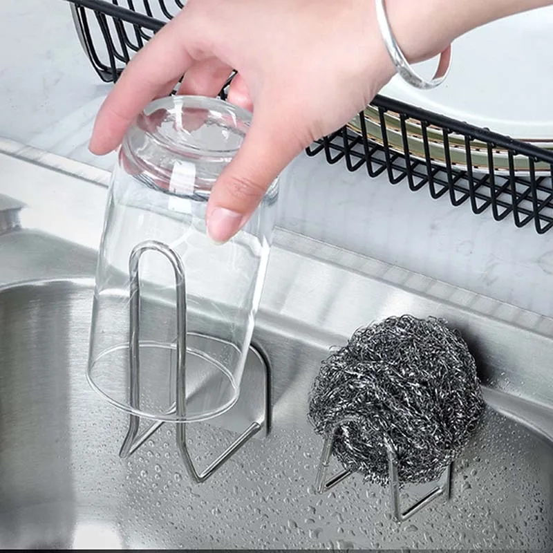Stainless Steel sink Sponges Holder Self Adhesive Drain Drying Rack Kitchen Wall Storage Holders Bathroom Accessories | Дом и сад
