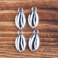 tibetan silver color 10pcs zinc alloy shell shaped metal pendant charms for jewelry making handmade diy bracelet accessories