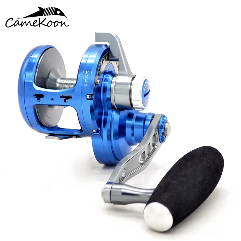CAMEKOON медленная отжимная катушка PE4#-600 м Макс тяга 25 кг 11BB барабанная катушка полная металлическая катушка из сплава Морская глубоководная катушка для троллинговой рыбалки - Цвет: Sky Blue