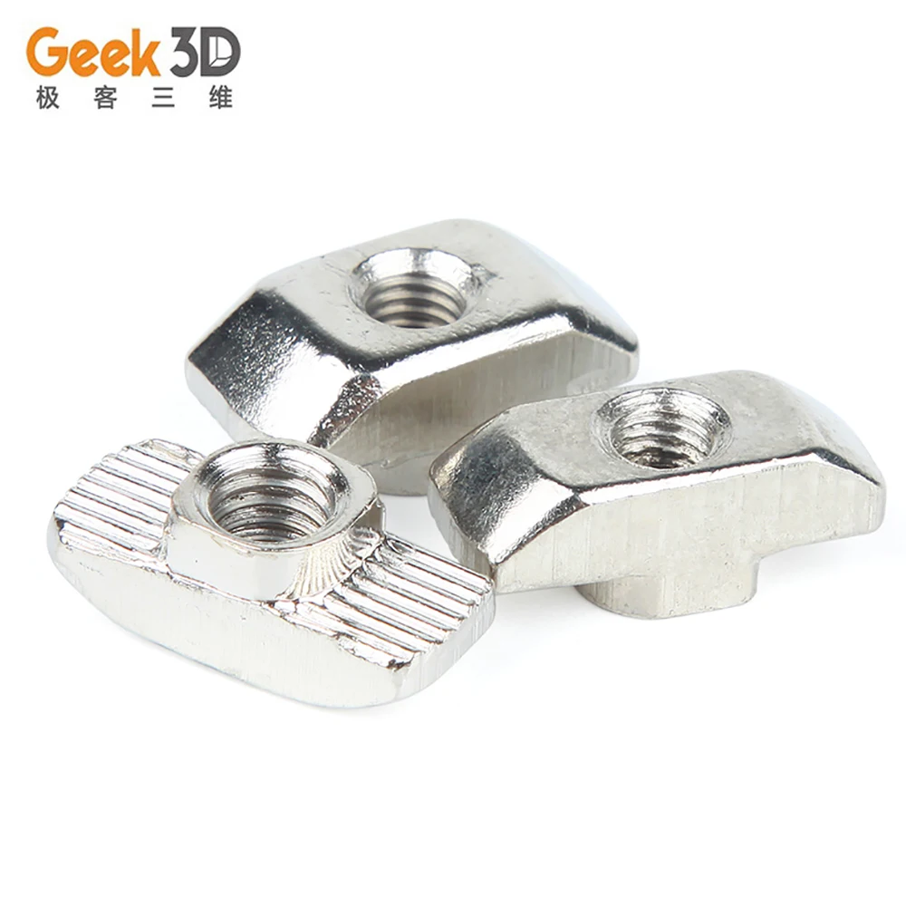 

20 Pcs 20 series M3/M4/M5 Nickel Plated T nut Hammer Head Fasten Nut for Aluminum Extrusion Profile 2020 series Slot Groove 6mm