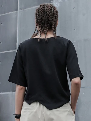 

2020 summer irregular simple round neck short sleeve t-shirt casual fashion jacket
