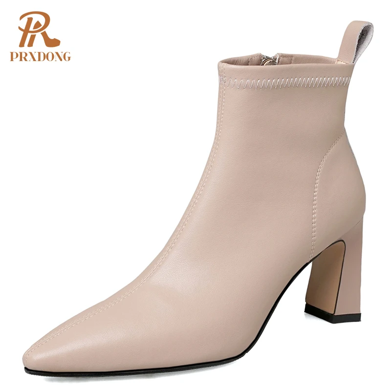 

2021 New Winter Women's Boots Pointed Toe Female Ankle Boots Thin High Heels Dress Weddings Office Ladies Shoes Zipper Autumn
