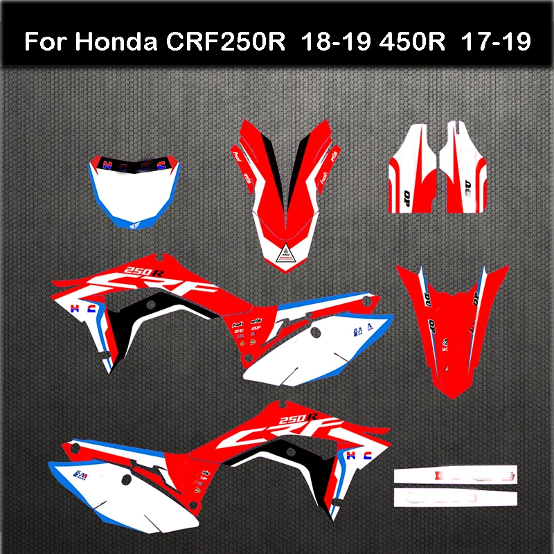 

Motorcycle Dirt Bike Graphic Stickers Kits Background Decals Red For Honda CRF 250R CRF250R 2018-2019 CRF450R 2017 2018 2019