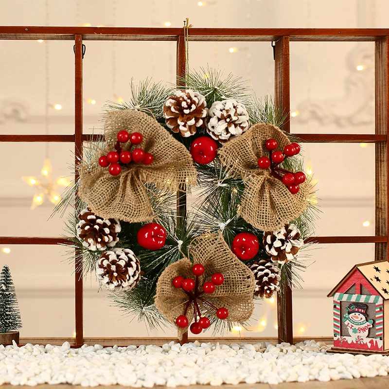 

Artificial Christmas Wreath Colorful Beautiful Wall Window Door Wreath for Front Door Party Décor HFing