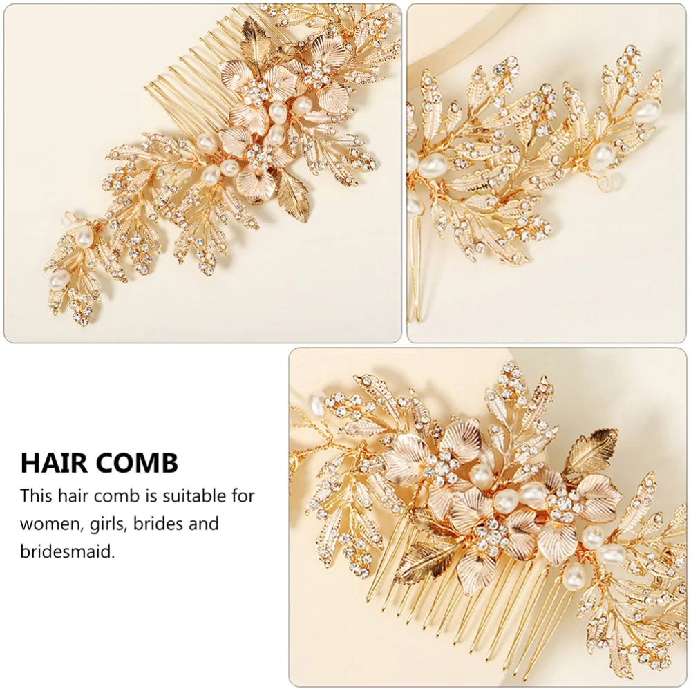

1pc Shiny Alloy Hair Comb Stylish Female Hair Accessory Wedding Hair Comb