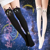 anime tsukino usagi cosplay kawaii girls luna cat stockings lolita printed pantyhose over knee socks long tights