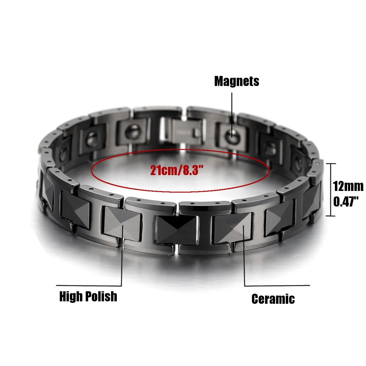 Черный керамический мужской стереоскопический браслет в стиле панк для здоровья