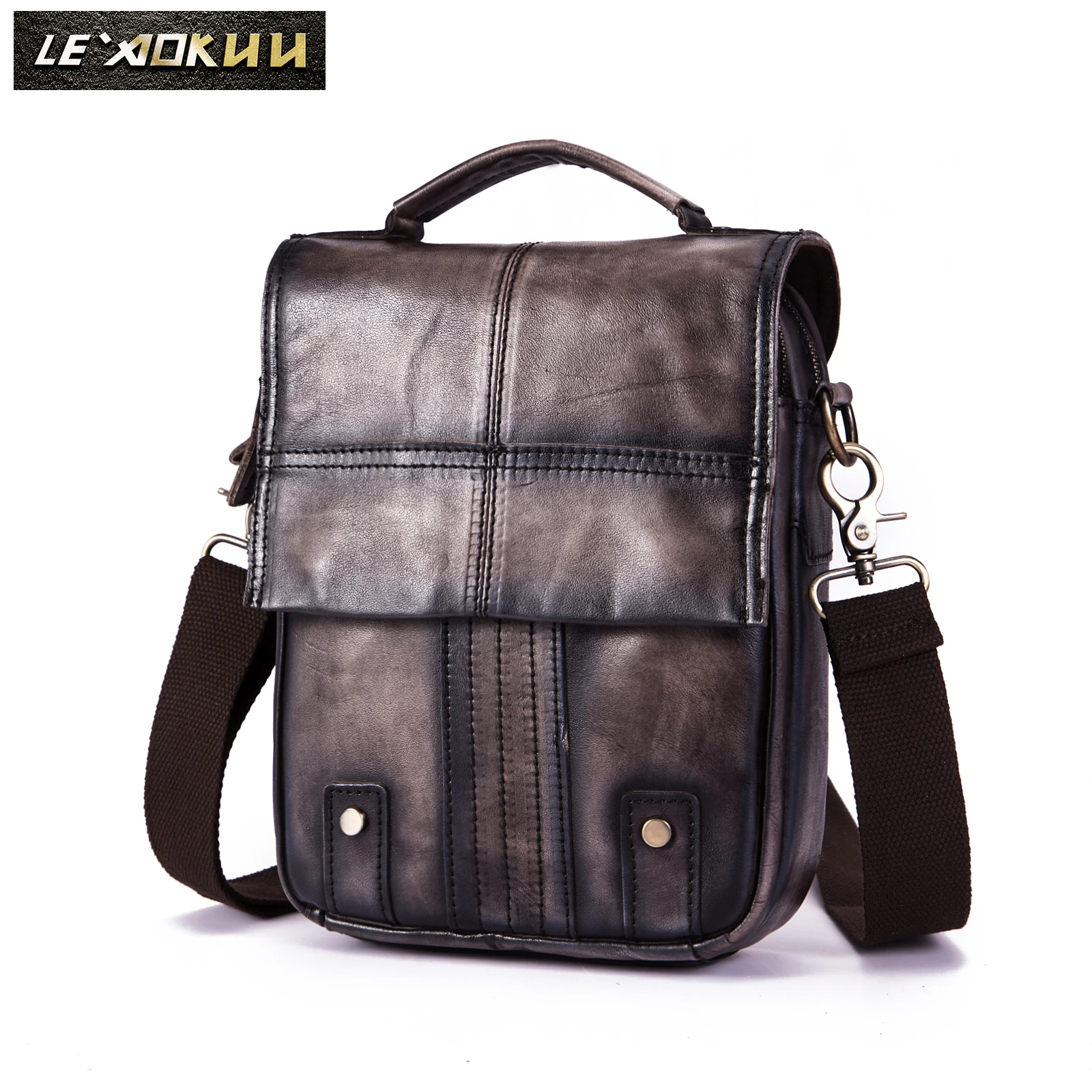 Качественная кожаная мужская повседневная дизайнерская сумка мессенджер из
