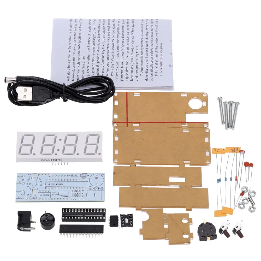 4 значный DIY светодиодный электронный микроконтроллер часов 0 8 дюйма цифровые