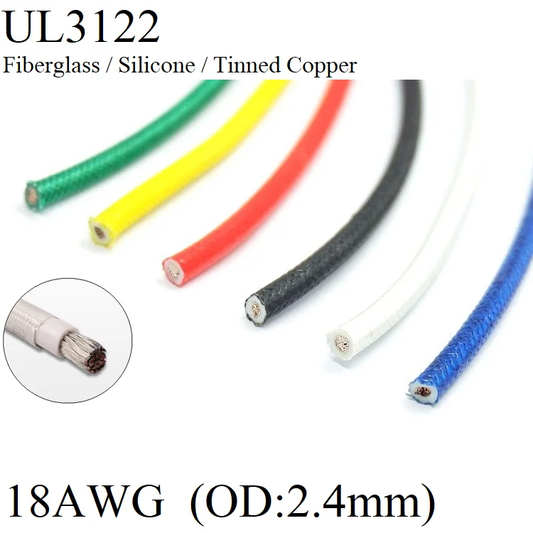 1 м силиконовый провод 18AWG освещение медный кабель стекловолокно Плетеный