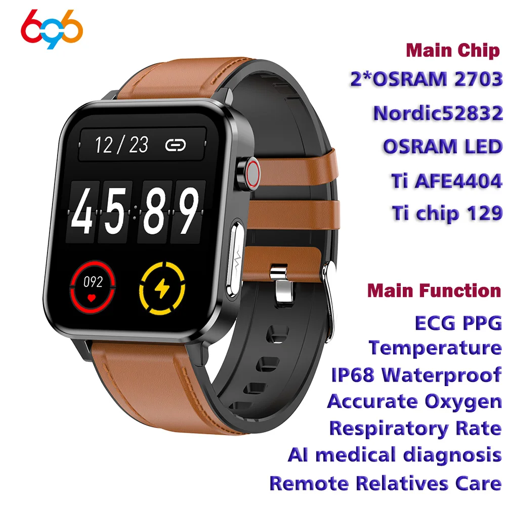 

IP68 температура, ЭКГ PPG, микросхема Ti, частота дыхания, артериальное давление, частота сердечных сокращений, уровень кислорода в крови, интеллектуальная медицинская диагностика Смарт-часы