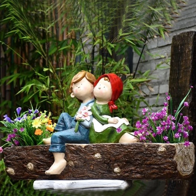 Статуя сада искусственный цветок пень горшок для растений двор домашний декор