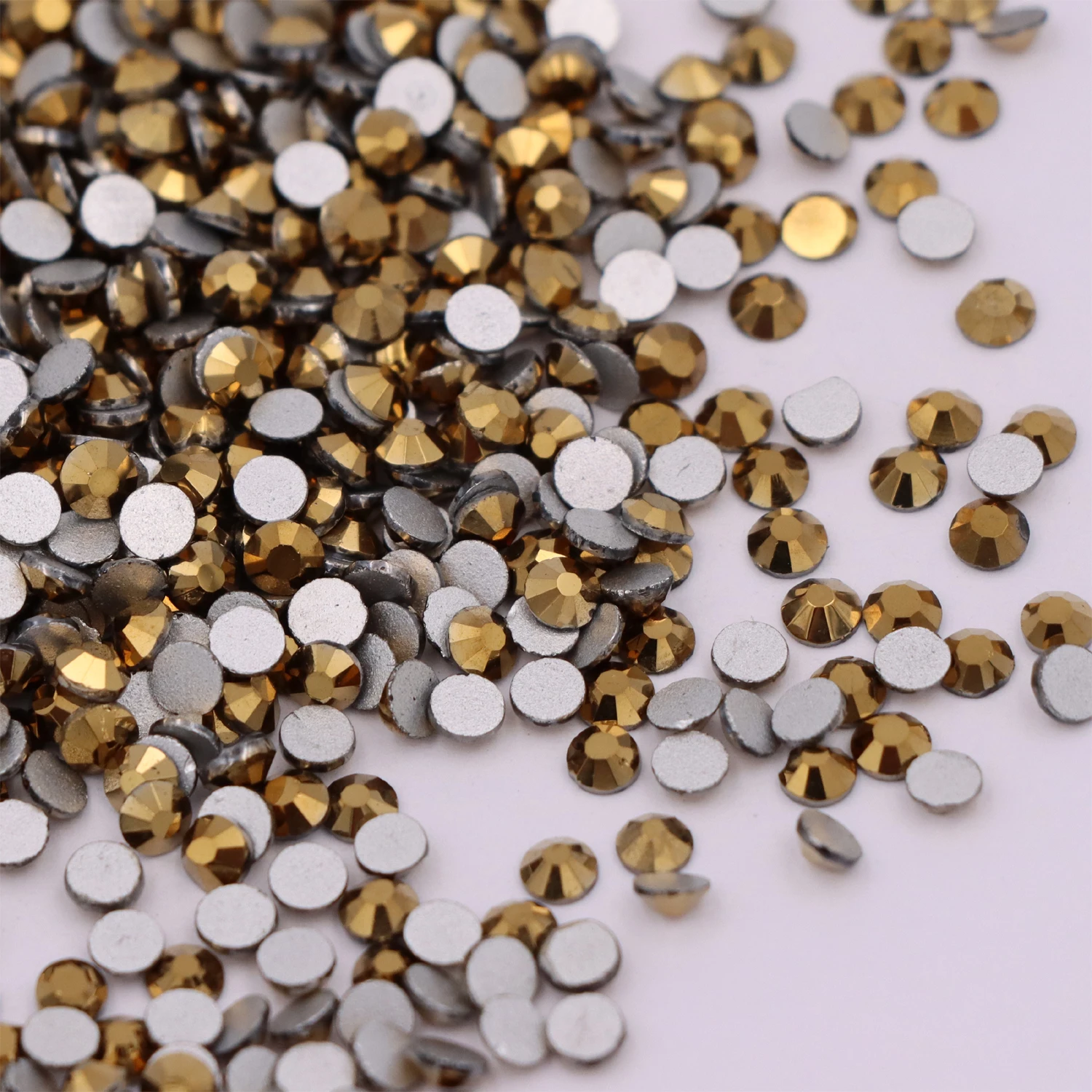 

Gold Hematite Non Hotfix Flatback Glue On Glass Rhinestones Gem Aurum Crystals For Nail Art Clothes Decoration
