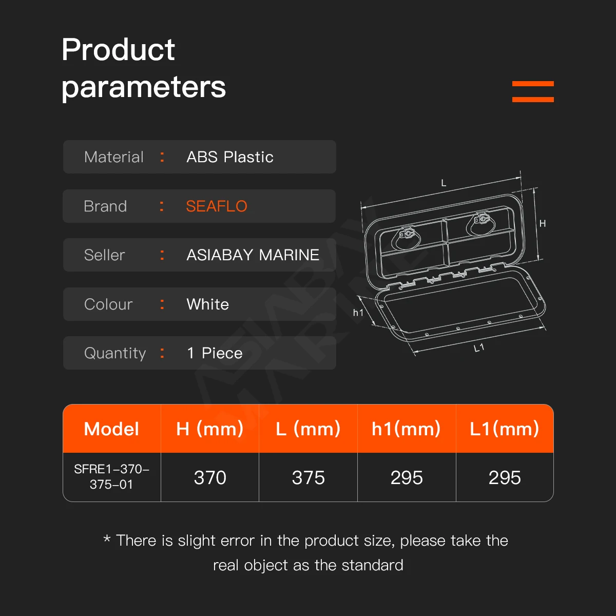 Крышка крышки люка для палубы 370*375 SEAFLO морской лодки яхты домов на колесах