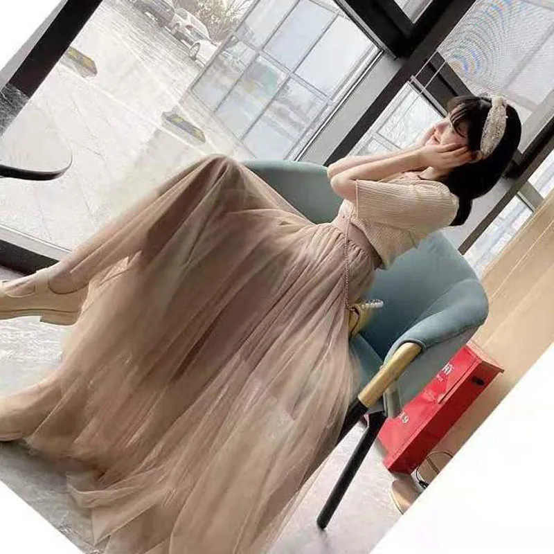 

Ginzagirl Maxi Long Tulle Lady High Waist Ball Gown Bridesmaids Wedding Dress Skirts Elastic Adult Tutu Kawaii Jupe Longue Femme