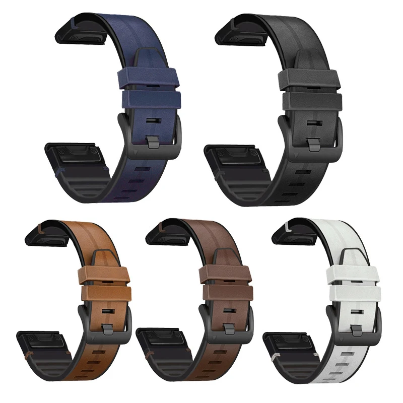 

22mm Quick Fit Watchband For Garmin Fenix 6 6Pro/Fenix5 5 Plus Silicone Leather Easyfit Wrist Band Forerunner 935 945 Correa