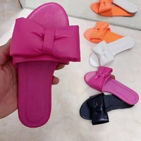 2021 summer women leather bow knot slipper non slip flat outdoor female sandals big size colorful beach slipper