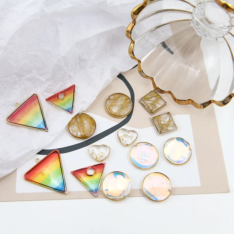4 шт. новый дизайн градиентные радужные треугольные круглые Висячие серьги для