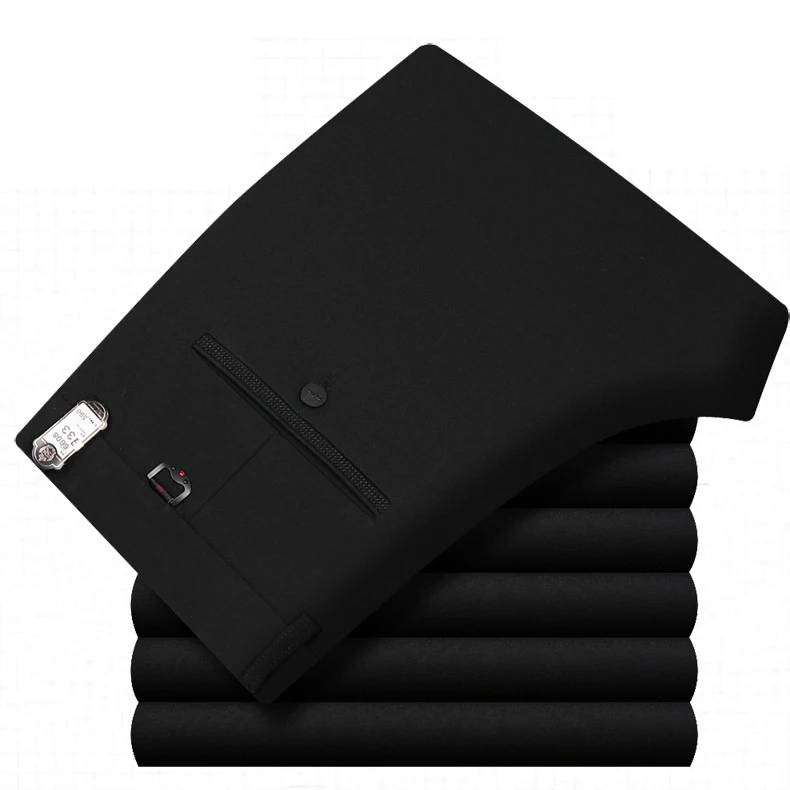 Осенне-зимние мужские плотные трикотажные длинные брюки против морщин с высокой