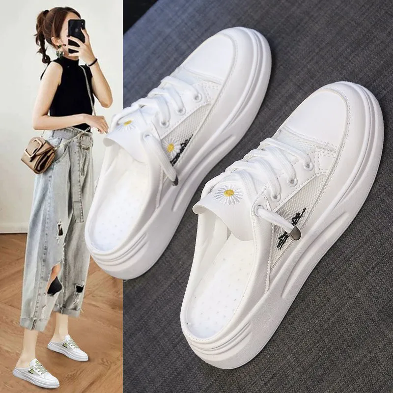 

Cover Toe Slippers Soft Flat Shoes Female Sneaker Women Home Slides Pantofle Low Fashion Comfort Summer 2021 Luxury Basic PU Cro