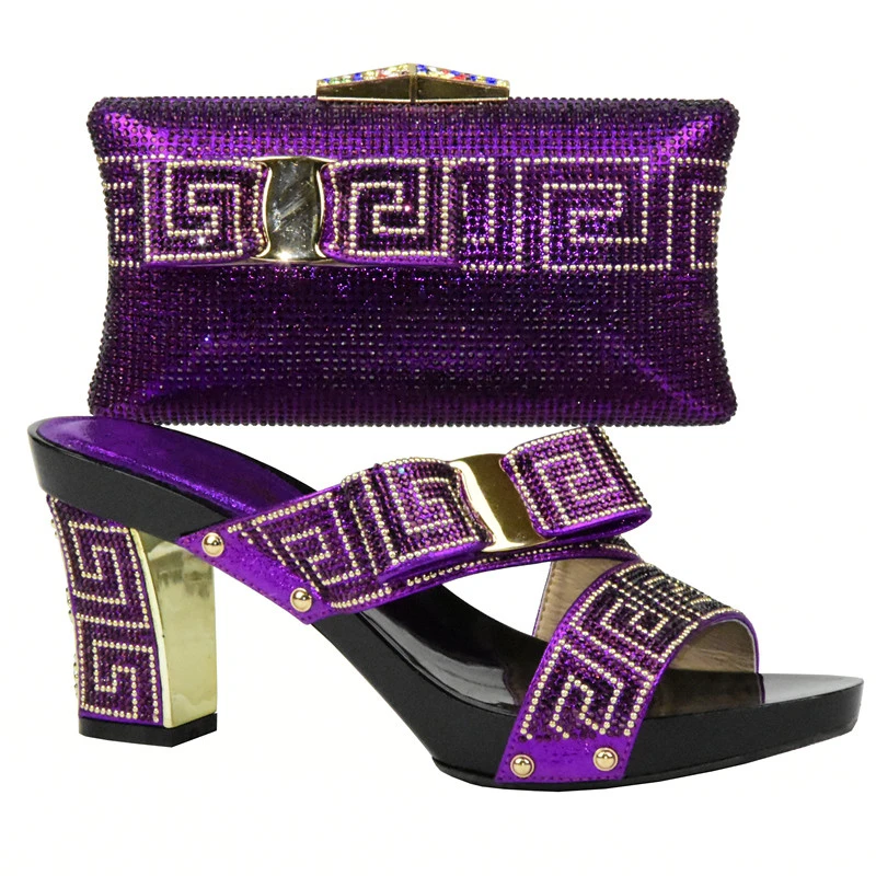 Women Shoes and Bag Set In Italy Black Color African Italian Sets Decorated with Rhinestone Nigerian | Обувь