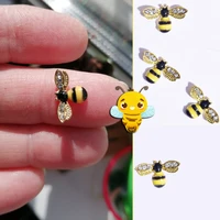10pcs crystal nails art 3d charms golden beespider design decorations flashing rhinestone manicure supplies alloy jewelryje927