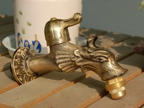 antique Dragon B Наружный декоративный садовый кран в форме животного бибкок зеленый/античный латунный кран для швабра/садовый смеситель в форме животных - Цвет: antique Dragon B
