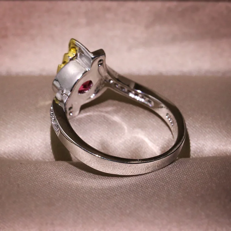 Delicate Cute Elf Ball Red Rhinestone Rings For Women Girl Fashion Jewelry Thin Bright CZ Wedding Anillos Z4T259 | Украшения и