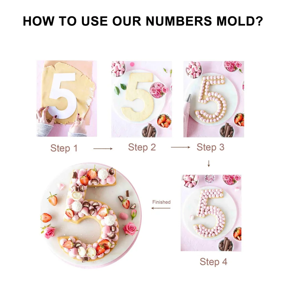 

1 Set Alphabet Cake Stencils Number Stencils Cake Templates Heart Molds (White)